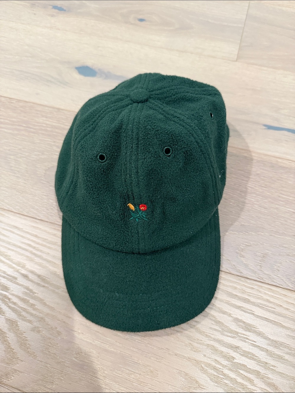 Aime Leon Dore Fleece Dark Green Fleece Cap with Floral Embroidery